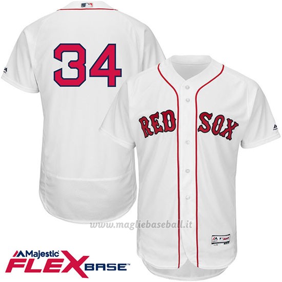 Maglia Baseball Uomo Boston Red Sox 34 David Ortiz Bianco Flex Base Autentico Collezione Giocatore